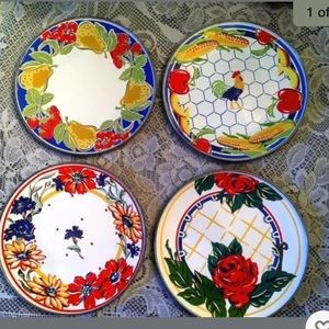 4 Neiman Enamel 9" Diameter Dinner Plates